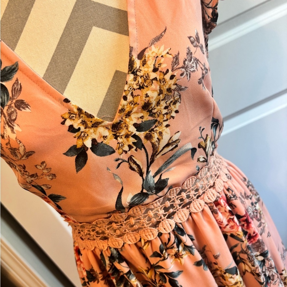 She + Sky Pink Floral High Low Dress - Picture 6 of 9